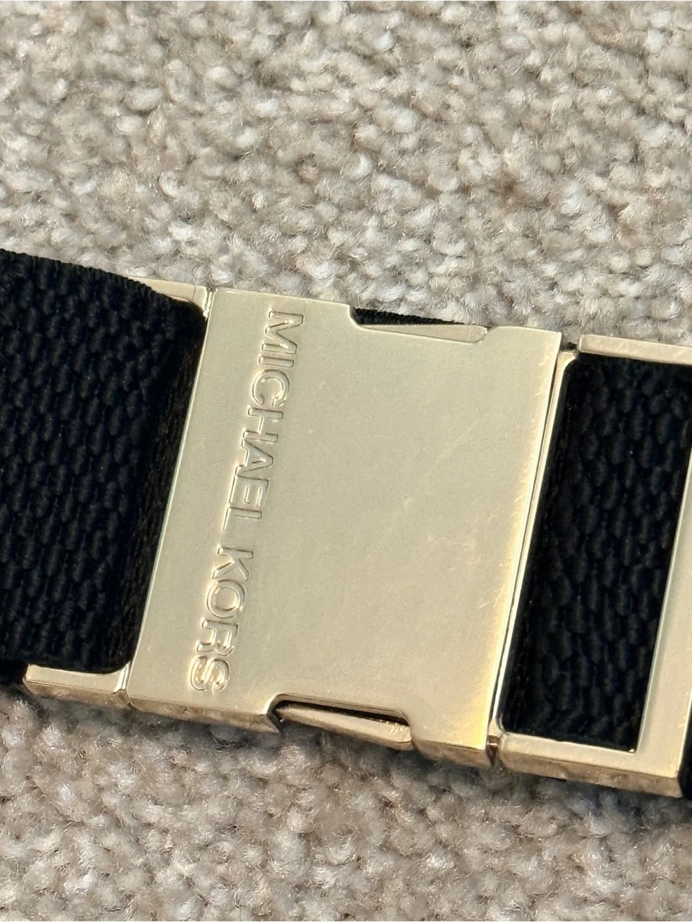 Michael Kors MK Black Elastic Speed Clip Belt Metal Buckle Tech Webbing Stretch